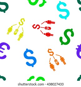 Family Budget vector seamless repeatable pattern. Style is flat family budget and dollar symbols on a transparent background.