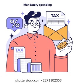 Family budgeting concept. Personal currency balance management, keeping track on your mandatory spendings. Idea of financial planning and well-being. Payments distribution. Flat vector illustration