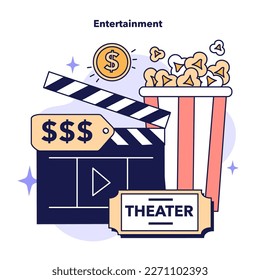 Family budgeting concept. Personal currency balance management, keeping track on your expences on entertainment. Financial planning and well-being. Flat vector illustration