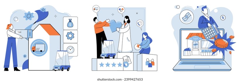 Family business. Vector illustration. The family business metaphor highlights intricate interplay between family dynamics and business operations Business finance and industry trends influence