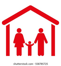 Family Cabin vector icon. Flat red symbol. Pictogram is isolated on a white background. Designed for web and software interfaces.