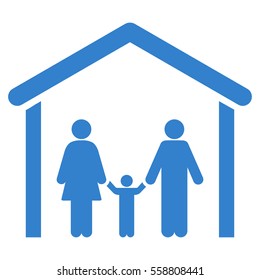 Family Cabin vector icon. Flat cobalt symbol. Pictogram is isolated on a white background. Designed for web and software interfaces.
