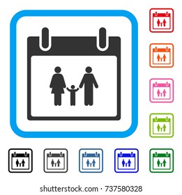 Family Calendar Day icon. Flat grey pictogram symbol inside a light blue rounded square. Black, gray, green, blue, red, orange color variants of Family Calendar Day vector.