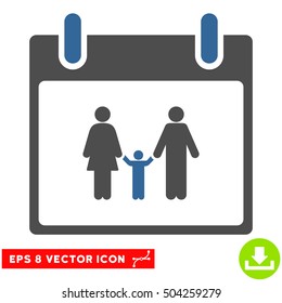 Family Calendar Day icon. Vector EPS illustration style is flat iconic bicolor symbol, cobalt and gray colors.