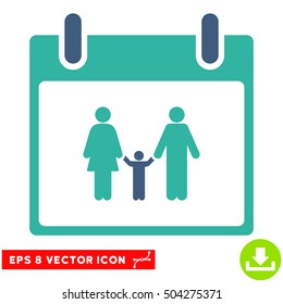 Family Calendar Day icon. Vector EPS illustration style is flat iconic bicolor symbol, cobalt and cyan colors.