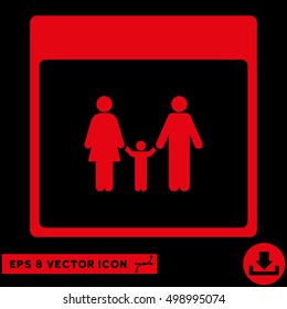 Family Calendar Page icon. Vector EPS illustration style is flat iconic symbol, red color.