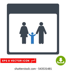 Family Calendar Page icon. Vector EPS illustration style is flat iconic bicolor symbol, smooth blue colors.