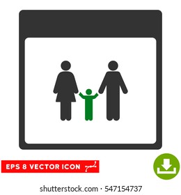 Family Calendar Page icon. Vector EPS illustration style is flat iconic bicolor symbol, green and gray colors.