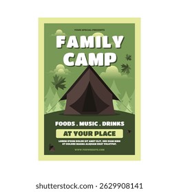 Family camp flyer poster template design