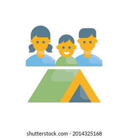 Family Camp vector flat icon style illustration. EPS 10 file 