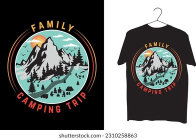 Family camping trip, Camping t-shirt design (camping t-shirt, vintage t-shirt design, vector t-shirt design).