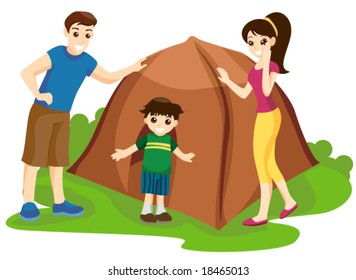 Family Camping - Vector