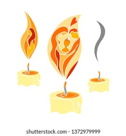 Abstraсted family in a candle flame. Symbol of family. Vector