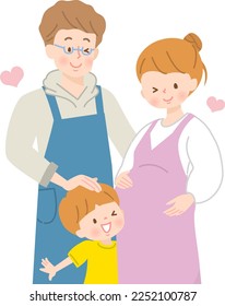 Family can't wait to give birth vector illustration