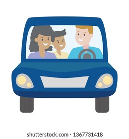 family in the car