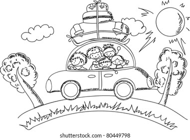 Similar Images, Stock Photos & Vectors of happy family going on holiday ...