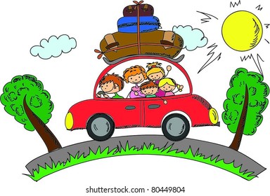 Family in car
