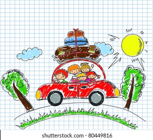 Family in car
