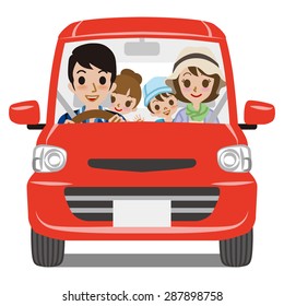 Family Car Driving - Front view