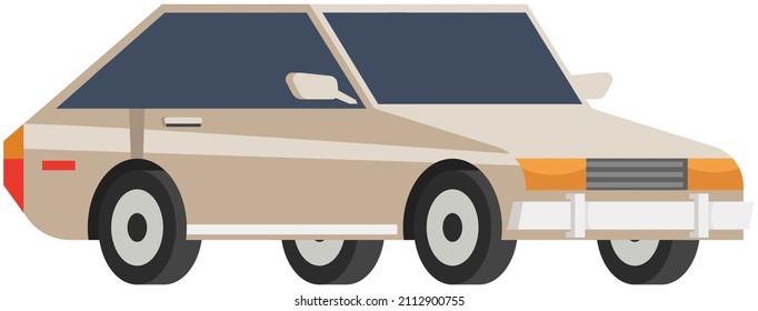 Family car for driving on road. Transport for traveling and city trips. Flat automobile vector. Modern car design transport and equipment , vehicle sedan side view