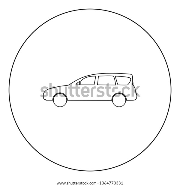 Family\
car icon black color in circle vector\
illustration