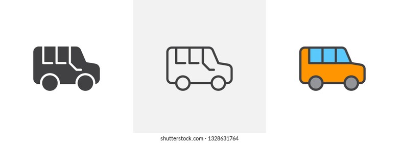 Family car icon. Line, glyph and filled outline colorful version, Station wagon car outline and filled vector sign. Symbol, logo illustration. Different style icons set. Pixel perfect vector graphics