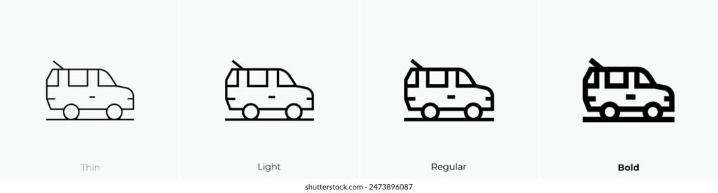 family car icon. Thin, Light Regular And Bold style design isolated on white background