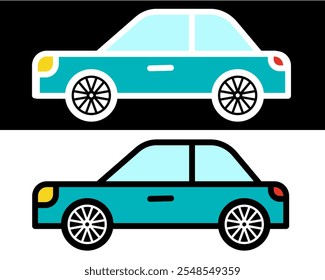 Family car illustration ideal for transportation needs, showcasing comfort, safety, and efficiency. Perfect for modern family travel