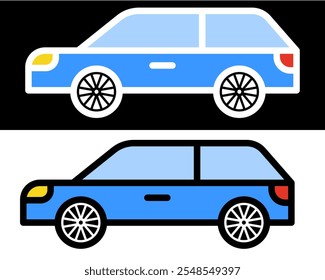 Family car illustration ideal for transportation needs, showcasing comfort, safety, and efficiency. Perfect for modern family travel