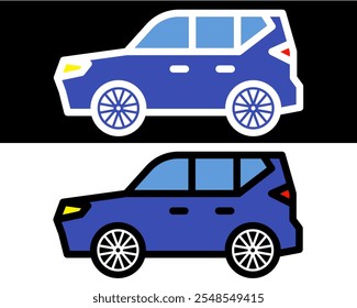 Family car illustration ideal for transportation needs, showcasing comfort, safety, and efficiency. Perfect for modern family travel