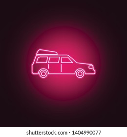 family car neon icon. Elements of Transport set. Simple icon for websites, web design, mobile app, info graphics
