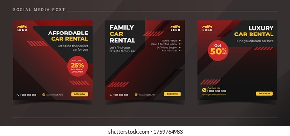 Family car rental banner for social media post template