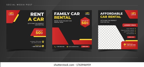 Family Car Rental Banner For Social Media Post Template