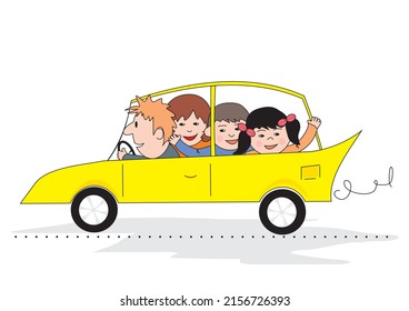 Family Car Vector Illustration Stock Vector (Royalty Free) 2156726393 ...