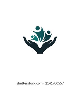 Family Care, Hand and People logo Design Template