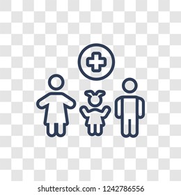 Family Care icon. Trendy linear Family Care logo concept on transparent background from Insurance collection