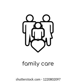 Family Care icon. Trendy modern flat linear vector Family Care icon on white background from thin line Insurance collection, editable outline stroke vector illustration