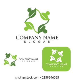 Family care leaf  logo and symbol vector