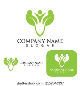 Family care leaf  logo and symbol vector