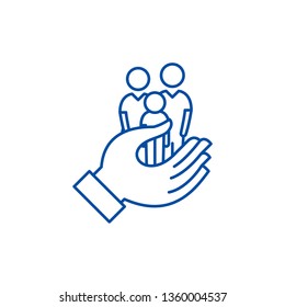Family care line icon concept. Family care flat  vector symbol, sign, outline illustration.