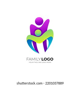 Family care logo design, people and social icon