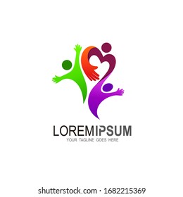 Family care logo template, family love icon,  medical icon, valentine logo