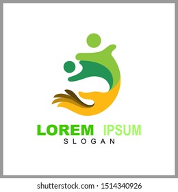 Family care logo template, people help and support symbol, medical clinic and healthy human logo vector