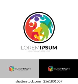 Family care logo template, people care design community