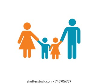 Happy Family Icons Collection Multicolored Simple Stock Vector (Royalty ...