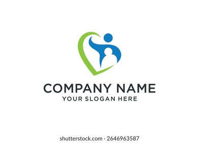 modelo de design de logotipo de amor de cuidado familiar.