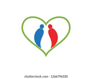 family care love logo template illustration design