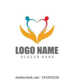 family care love logo template illustration design