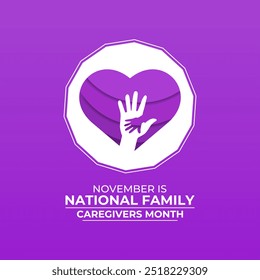 Family Caregivers month is observed every year in November. Calligraphy Poster Design. The Plum Ribbon raises awareness for cancer caregivers. Banner poster and background design template. Vector.