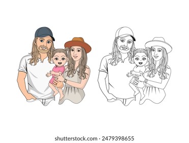 Family Cartoon Character Design Illustration vector eps format , suitable for your design needs, logo, illustration, animation, etc.
